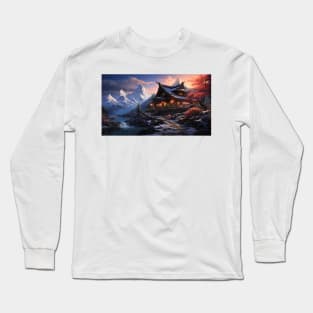 Beautiful house by the water There is a beautiful mountain scenery. Long Sleeve T-Shirt